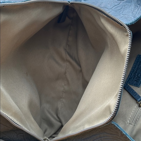 American Leather Company Hand Tooled Navy Shoulder Bag - Picture 15 of 15